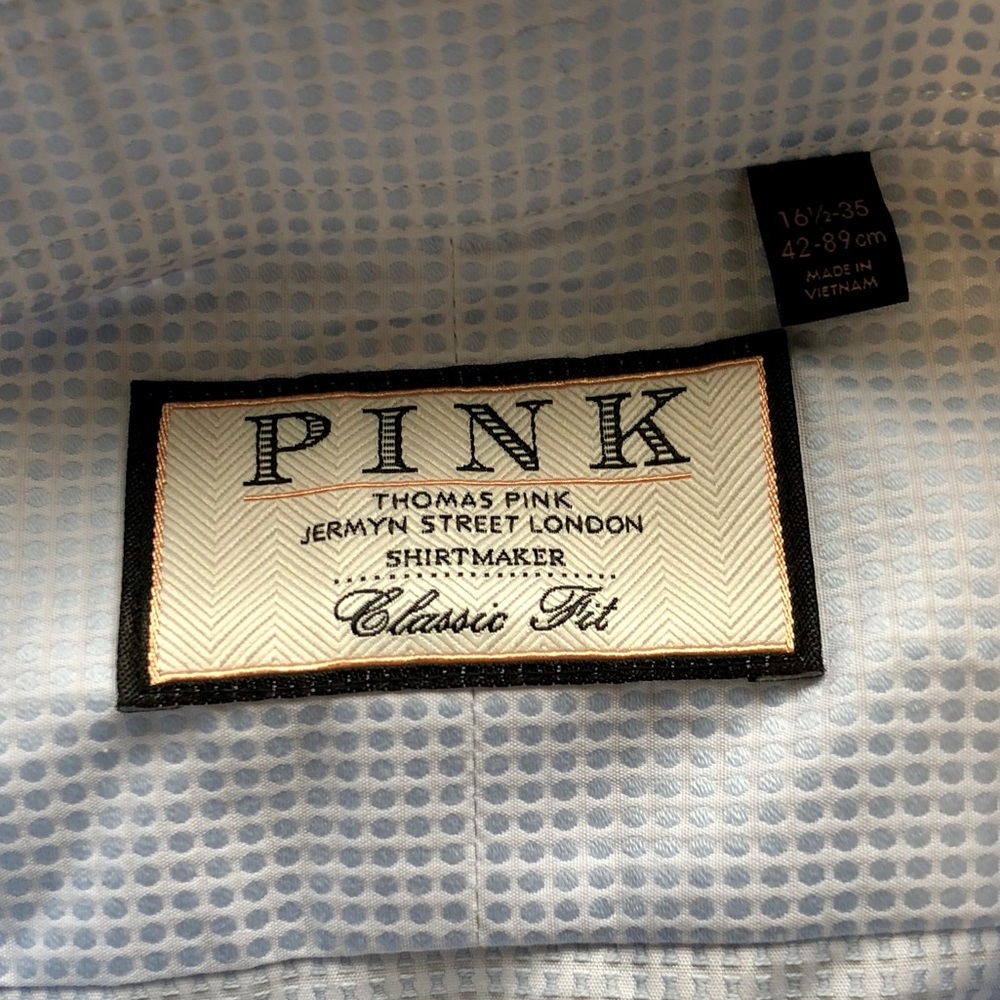 16 1/2, 35 Size Thomas Pink Button Down - Picture 3 of 7